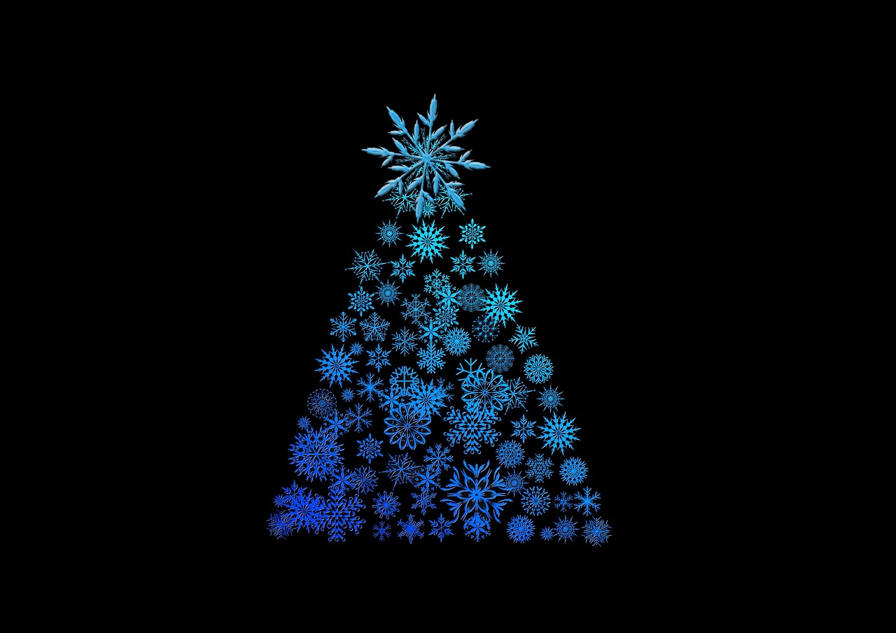 青いクリスマスツリーの待ち受け画像